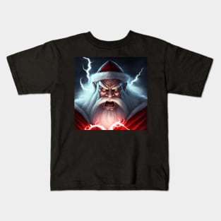 A very fierce and monstrous Santa chrismas father with red lightning and red eyes Kids T-Shirt